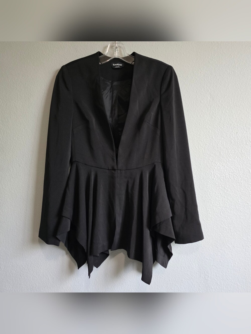 Bebe Black V-neck Peplum Blazer Size 0